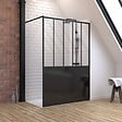 AURLANE - Pack Paroi de douche 140x200 cm noir mat + Receveur de douche a carreler 140x90 cm recoupable - vignette