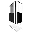 AURLANE - Pack complet Paroi porte de douche coulissante 120cm+ paroi de retour type atelier+ receveur blanc - vignette