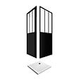 AURLANE - Pack Porte pivotante verre trempé 5mm + panneau aluminium composite + receveur blanc 90x90 - vignette