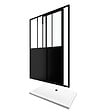 AURLANE - Pack Porte Coulissante Noire Mate Type 'Atelier' et Receveur Blanc Effet Pierre - 120x90x200 cm - vignette