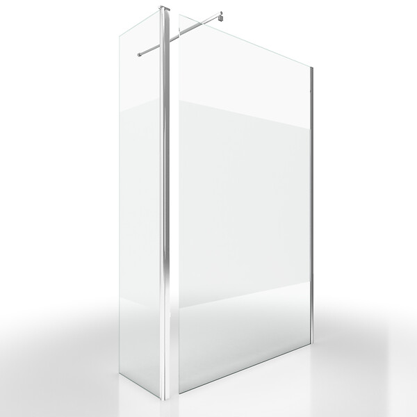 AURLANE - Paroi de Douche et Volet Pivotant 120+40x200 cm - Bande Dépolie - Barre de Fixation Chrome - large