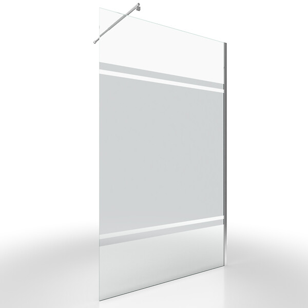 AURLANE - Paroi de Douche 120x200cm - Bande Miroir - Barre de Fixation Extensible et Profil Chrome - large