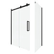 AURLANE - Porte de douche coulissante 120x200 cm noir mat - rail soft close + RETOUR 90 cm - vignette