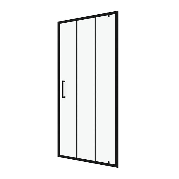 AURLANE - Porte de douche pivotante type industriel - 80x200cm - PROFILE NOIR MAT - verre 6mm - large