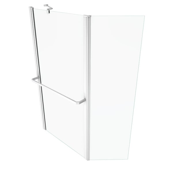 AURLANE - PARE BAIGNOIRE AVEC VOLET PIVOTANT 130x105cm PROFILE ALUMINIUM LAQUE BLANC ET VERRE TRANSPARENT - large