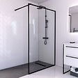 AURLANE - Paroi de Douche 120x200 cm - Cadre et Bras Aluminium NOIR MAT - DARK CONTOURING - vignette