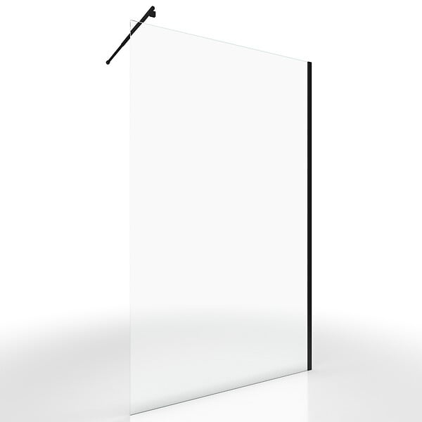 AURLANE - Paroi de Douche 140x200cm Verre Transparent - Barre de Fixation Extensible et Profil Noir - large