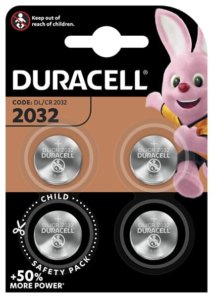 DURACELL - Pile bouton au lithium format 2032 - Lot de 4 - 3V - large