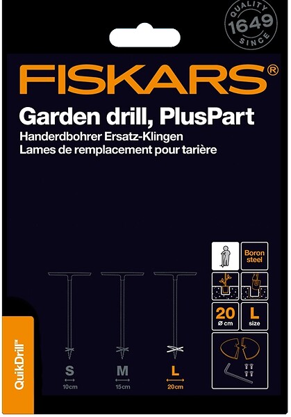 FISKARS - Lames de rechange pour tarière - Acier au bore - 20cm diamètre - large