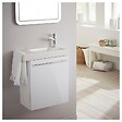 PLANETE BAIN - Meuble lave-mains pour wc blanc avec porte serviette et mitigeur à droite - vignette
