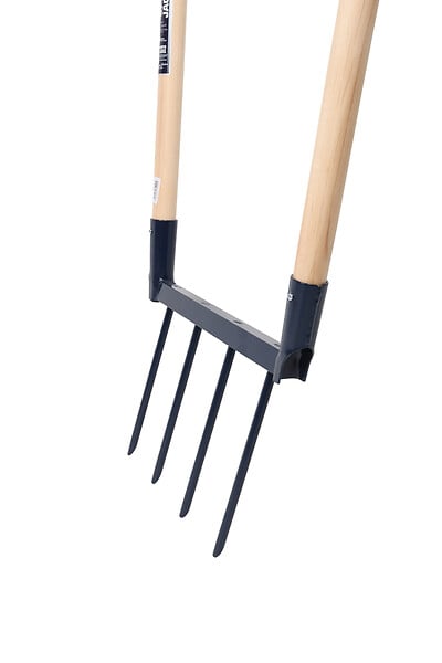 S&J - Biofourche 4 dents - Acier forgé - Manches bois 110cm - large