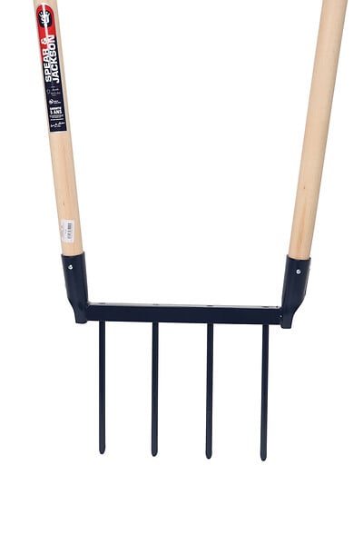 S&J - Biofourche 4 dents - Acier forgé - Manches bois 110cm - large
