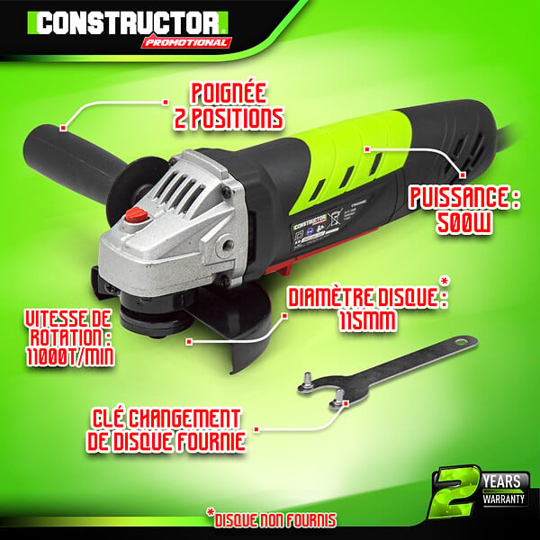 CONSTRUCTOR - Meuleuse d'angle 500W - 115m. - large
