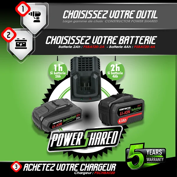 CONSTRUCTOR - Taille haies sur perche 20V max sans batterie - Lame 51cm - large