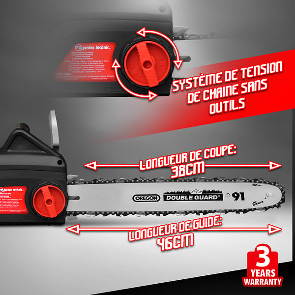 ELEM GARDEN TECHNIC - Tronçonneuse électrique 2000W Guide 46cm Oregon - large