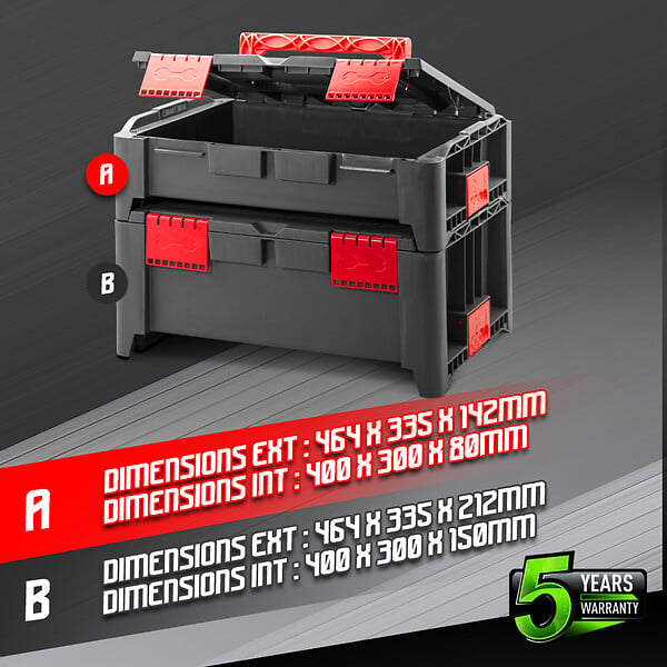CONSTRUCTOR - Lot de 2 coffrets empilables BEPS1 + BEPS2 - Const - large