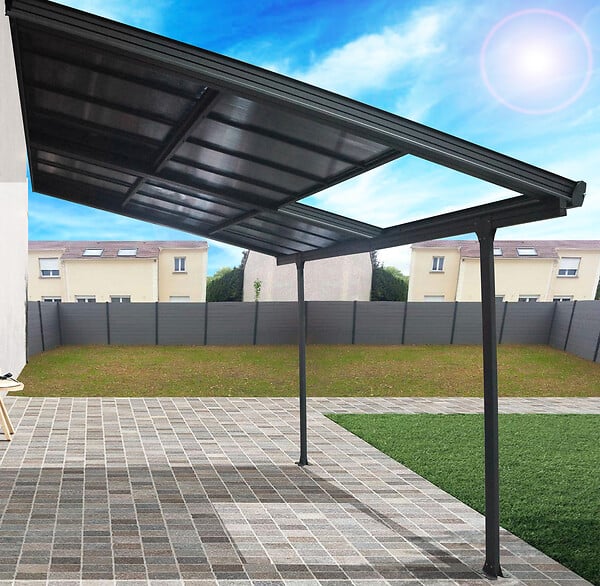 HABRITA - Toit terrasse aluminium - Gris anthracite - L.400xP.301cm - large