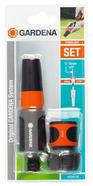 GARDENA - Kit arrosage 19mm - Lance nettoyage et raccord Aquastop - large