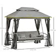 OUTSUNNY - Balancelle de jardin 3 places convertible style colonial grand confort 5 coussins + matelas + moustiquaires inclus 2,56L x 1,72l x 2,48H m gris - vignette