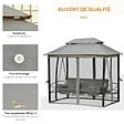 OUTSUNNY - Balancelle de jardin 3 places convertible style colonial grand confort 5 coussins + matelas + moustiquaires inclus 2,56L x 1,72l x 2,48H m gris - vignette