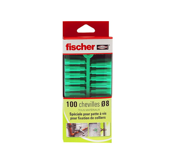 FISCHER - Cheville FISCHER P8 C polypropylène multi-usage 8 mm boîte de 100 - large
