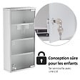 HOMCOM - Armoire à pharmacie 3 étagères 4 niveaux 30L x 12l x 60H cm porte verre trempé symbole croix acier inoxydable brossé - vignette