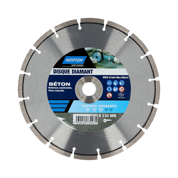 NORTON - Disque diamant travaux courants construction 230 - large