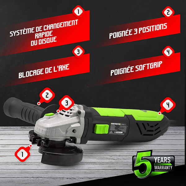 CONSTRUCTOR - Meuleuse d'angle 900W 115mm - large