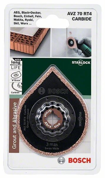 BOSCH - Enlève-mortier carbure Starlock AVZ 70 RT4 - 70mm - 3-en-1 - large