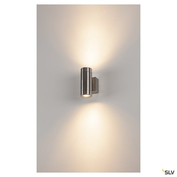 SLV - Applique extérieure SLV ASTINA STEEL, inox, GU10/QPAR51, 2x 35W max, IP44, inox 304 - large