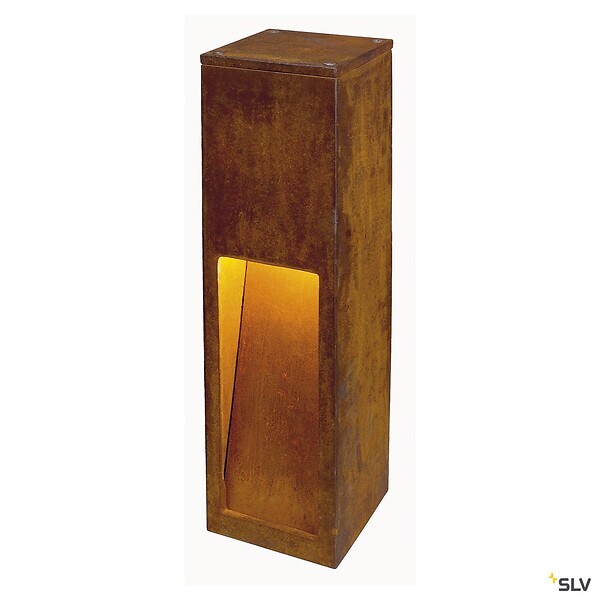 SLV - Borne extérieure SLV RUSTY SLOT, coloris fonte rouillée, E27, 11W - Hauteur 50 cm - large