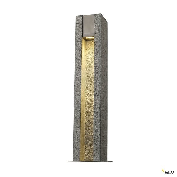 SLV - Borne extérieure SLV ARROCK SLOT, poivre et sel, GU10/LED GU10 51mm, 4W max, IP44, granite, inox 304 - large