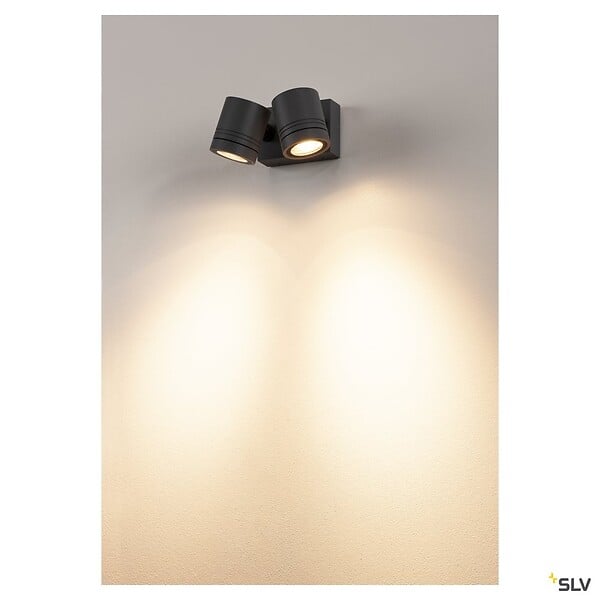 SLV - Applique et plafonnier extérieur SLV MYRA, double, anthracite, GU10/QPAR51, 2x 50W max, IP55 - large