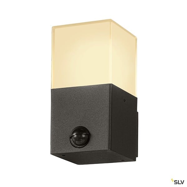 SLV - Applique extérieure SLV GRAFIT carré, anthracite, E27, 11W max, IP44, détecteur de mouvements - large