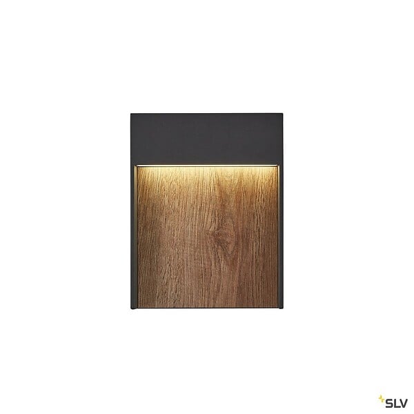 SLV - Applique extérieure FLATT anthracite/imitation bois avec LED intégrée, 14W, 3000K/4000K, IP65 - large