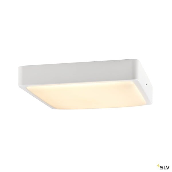 SLV - Applique et plafonnier extérieur carré SLV AINOS, blanc, LED, 18W, 3000K/4000K, IP65, détecteur de mouvement - large