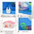 PAWHUT - Cage pour Hamster Souris Petit Animaux Rongeur avec Tunnel Mangeoire Roue Jouet 47 x 30 x 59 cm cm Bleu - vignette