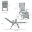 OUTSUNNY - Chaise longue pliable dossier & repose-pied réglable multi-positions métal époxy textilène gris - vignette