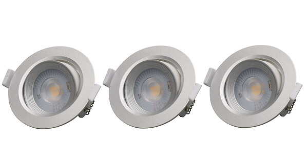 MODE DE VIE - Spot à encastrer avec LED intégrée - Lot de 3 - Gris argent - 5W - large