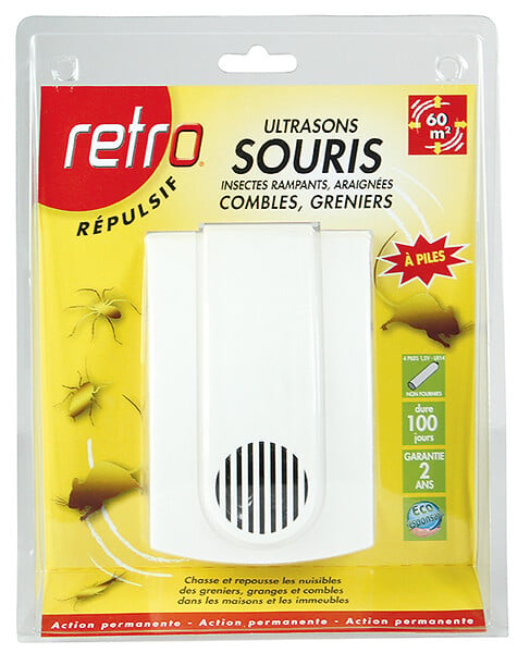 RETRO - Répulsif Ultrasons souris insectes rampants araignées combles grenier - large