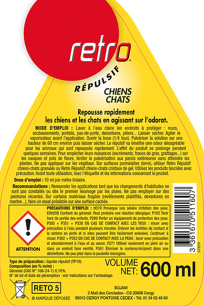 RETRO - Liquide répulsif chiens-chats 600ml - large