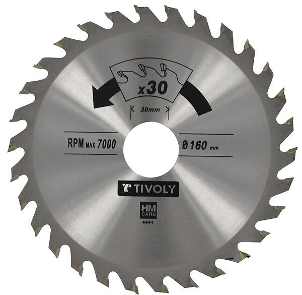 TIVOLY - Lame scie circulaire débit bois D160mm alésage 30mm 20 dents - large