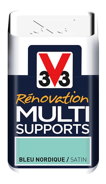 V33 PEINTURE - Peinture multi-supports - Testeur Bleu nordique satin - 75ml - large