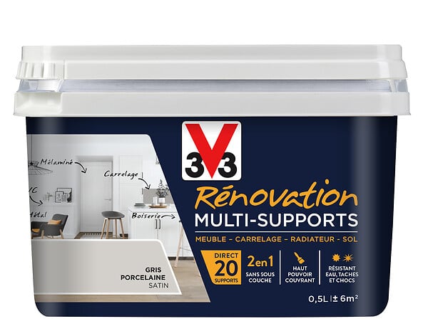 V33 PEINTURE - Peinture Renov multi-sup Satin Gris porcelaine Pot 0.5l - large