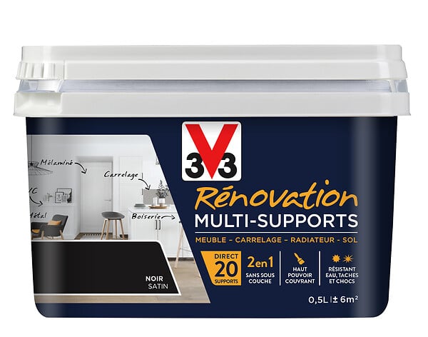 V33 PEINTURE - Peinture Renov multi-supports Satin Noir Pot 0.5l - large