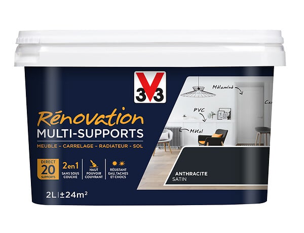 V33 PEINTURE - Peinture renovation multi-support - Satin - Anthracite - 2L - large