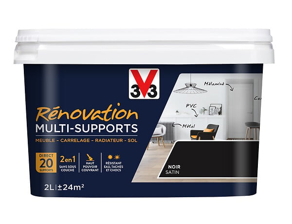 V33 PEINTURE - Peinture renovation multi-support - Satin - Noir - 2L - large