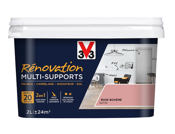 V33 PEINTURE - Peinture rénovation multi-support - Rose bohème - 2L - large