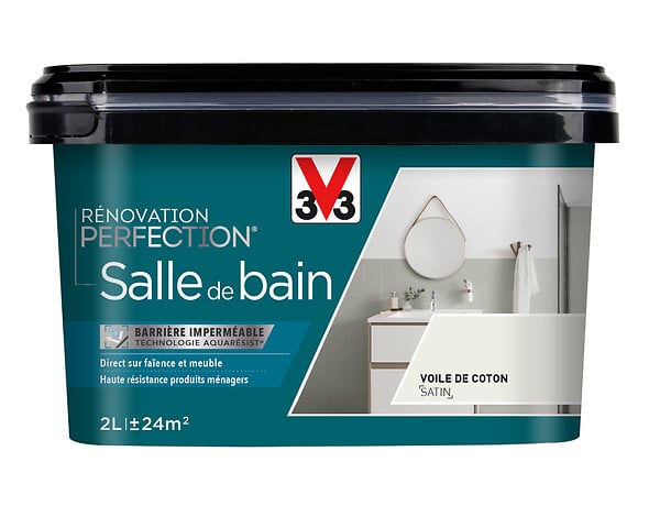 V33 PEINTURE - Peinture salle de bain satinée - Voile de coton - 2 L - large