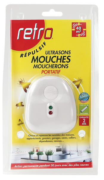 RETRO - Ultrason portable anti-mouches - 40m² - Piles AA - large
